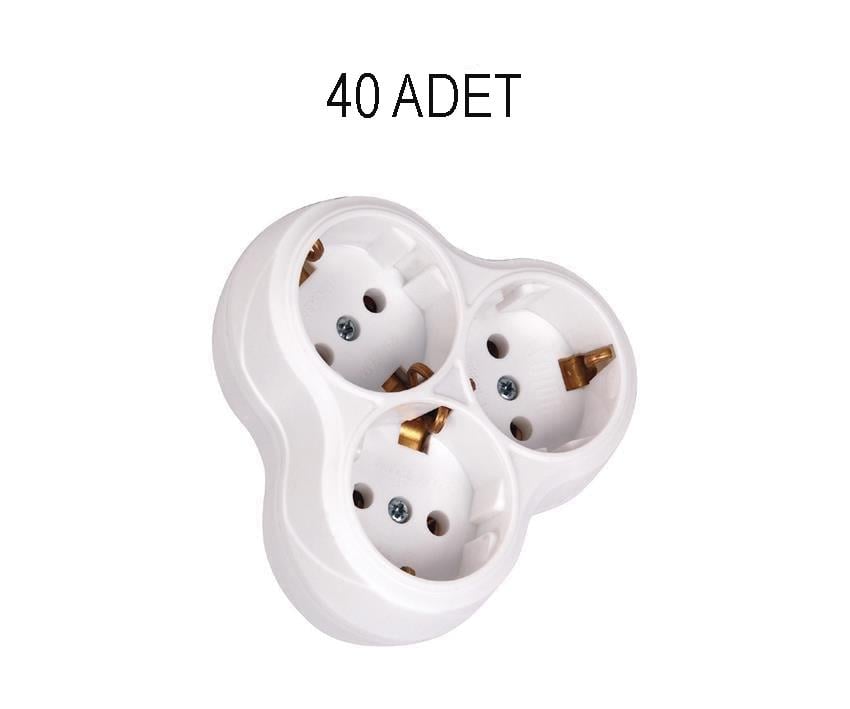 Priz Horoz Electric 3'lü Golyat Fiş Priz - Topraklı Üçlü Priz Dönüştürücü 3‘LÜ FİŞ PRİZ GOLYAT-40 ADET