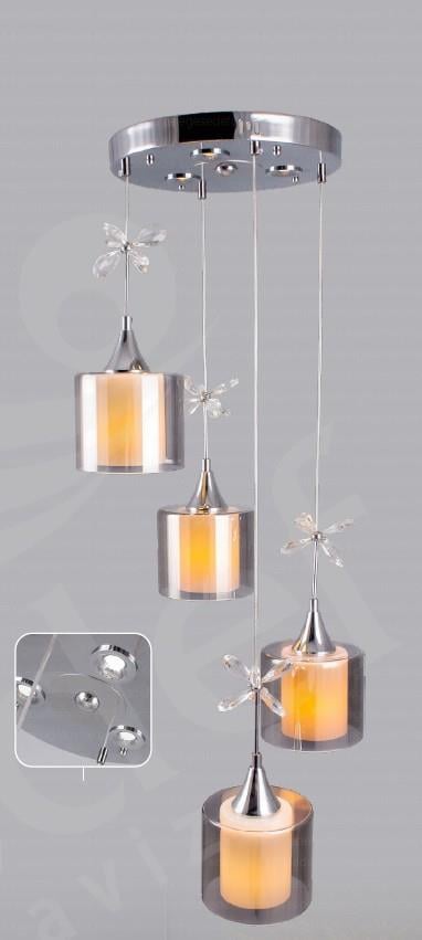 Sarkıt Avize Krom 5’li Sarkıt Avize Füme Camlı Modern Avize Krom 4'lü Sarkıt Avize