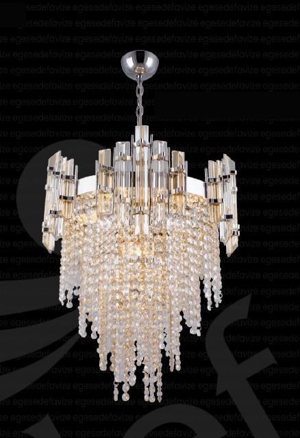 Kristal Avize Krom Kristal Sarkıt Avize Modern Lüks Salon Avizesi Modern Luxury Kristal Taşlı Avize