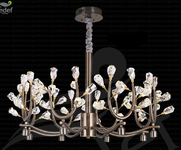 Kristal Avize Metal Kollu Kristal Avize 8li Metal Kollu Kristal Avize 8li