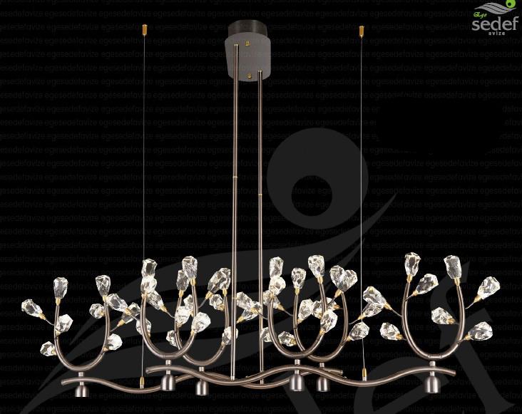 Kristal Avize Metal Kollu Kristal Avize Yemek Masası 16lı Metal Kollu Kristal Avize Yemek Masası 16lı