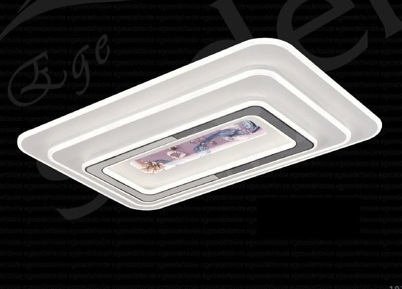 Plafonyer Avize Modern Dikdörtgen LED Plafonyer Renkli Detaylı Detaylı Tavan Lambası 85x55 cm Modern Katmanlı Dikdörtgen LED Plafonyer Tavan Avizesi Renkli Detaylı