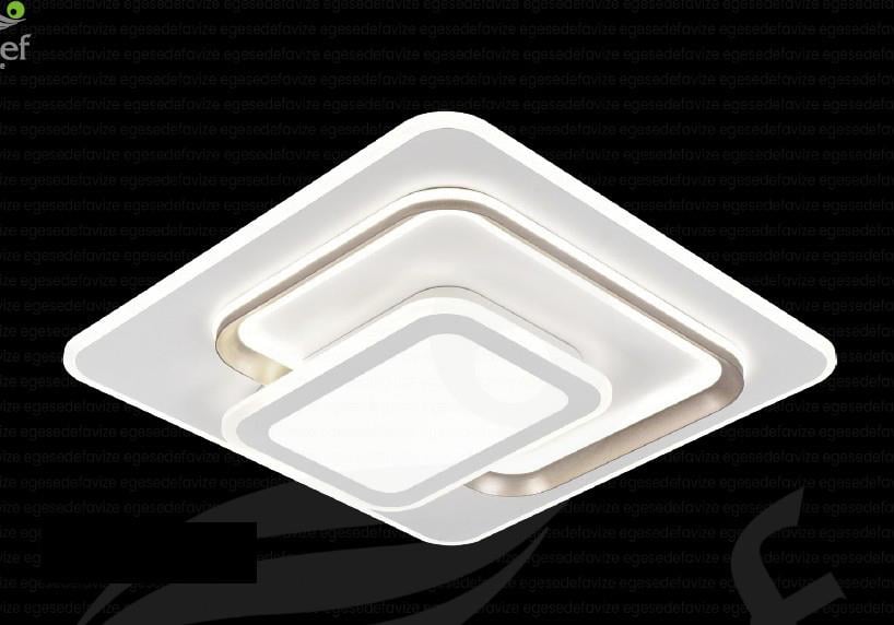 Plafonyer Avize Modern Kare LED Plafonyer Beyaz Şampanya Gold Tavan Lambası 50x50 cm Modern Kare LED Plafonyer Avize Beyaz Şampanya Gold Detaylı