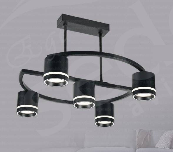 Plafonyer Avize Modern LED Plafonyer – Siyah 5'li Modern LED Plafonyer Tavan Avizesi