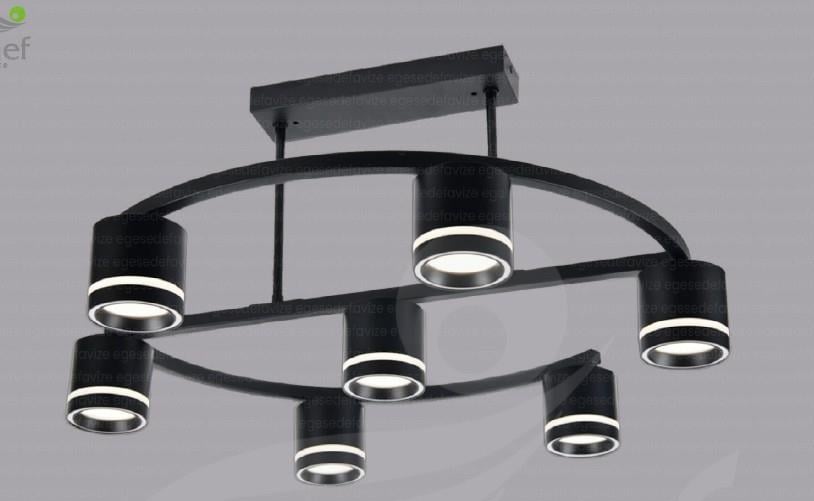 Plafonyer Avize Modern LED Plafonyer – Siyah 7'li Modern LED Plafonyer Tavan Avizesi