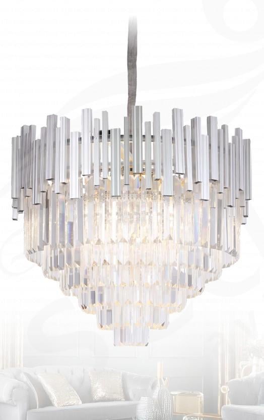 Kristal Avize Modern Silver Kristal Taşlı Sarkıt Avize Modern Kristal Taşlı Gümüş Sarkıt Avize