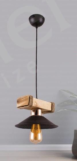 Tekli Avize Rustik Ahşap Tekli Sarkıt Avize | Endüstriyel Model Rustik Ahşap Tekli Sarkıt Avize