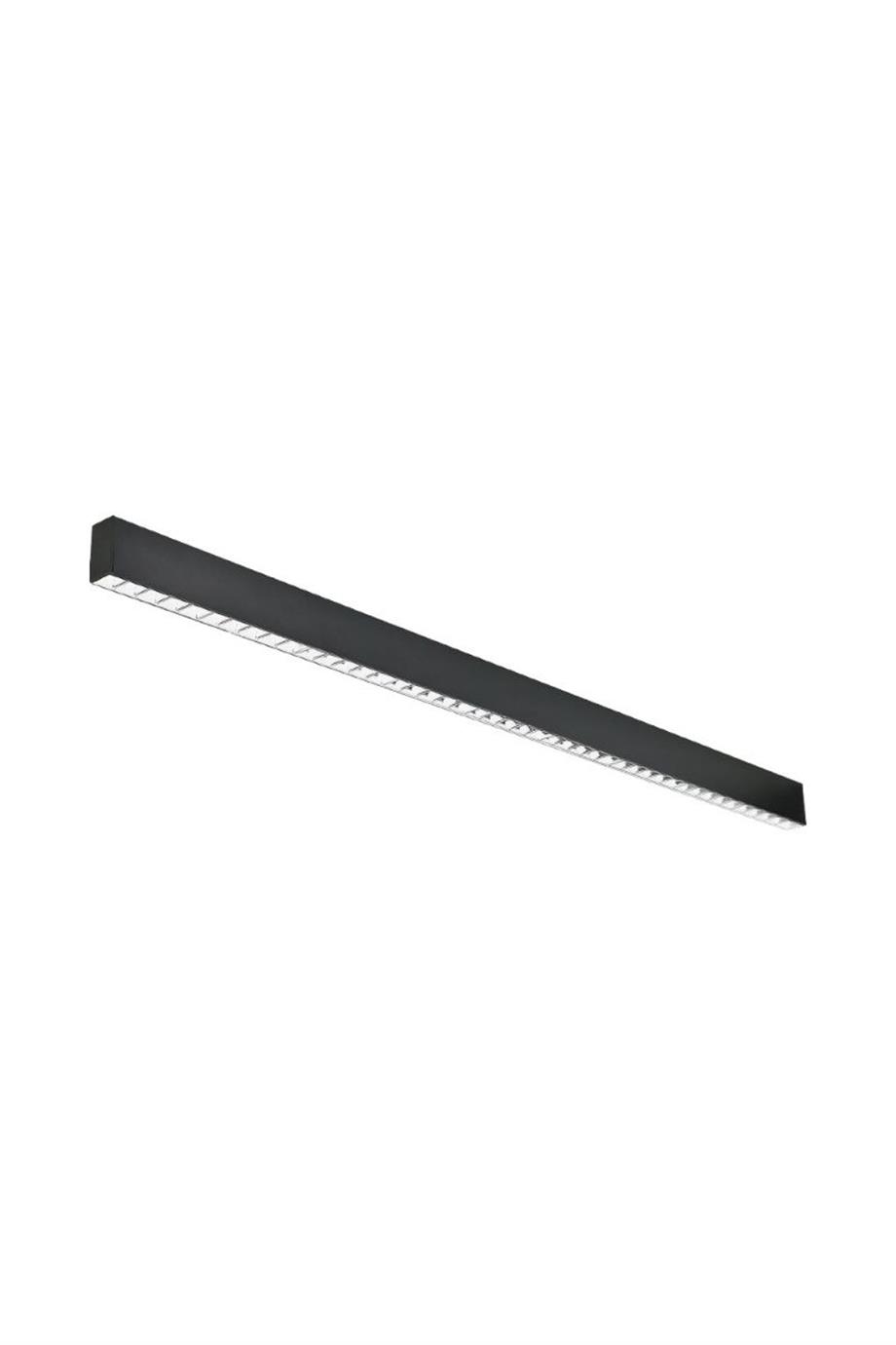Linear Armatürler Sıva Üstü Satürn - Lambasan 120cm Siyah Kompakt Lensli Linear Armatür