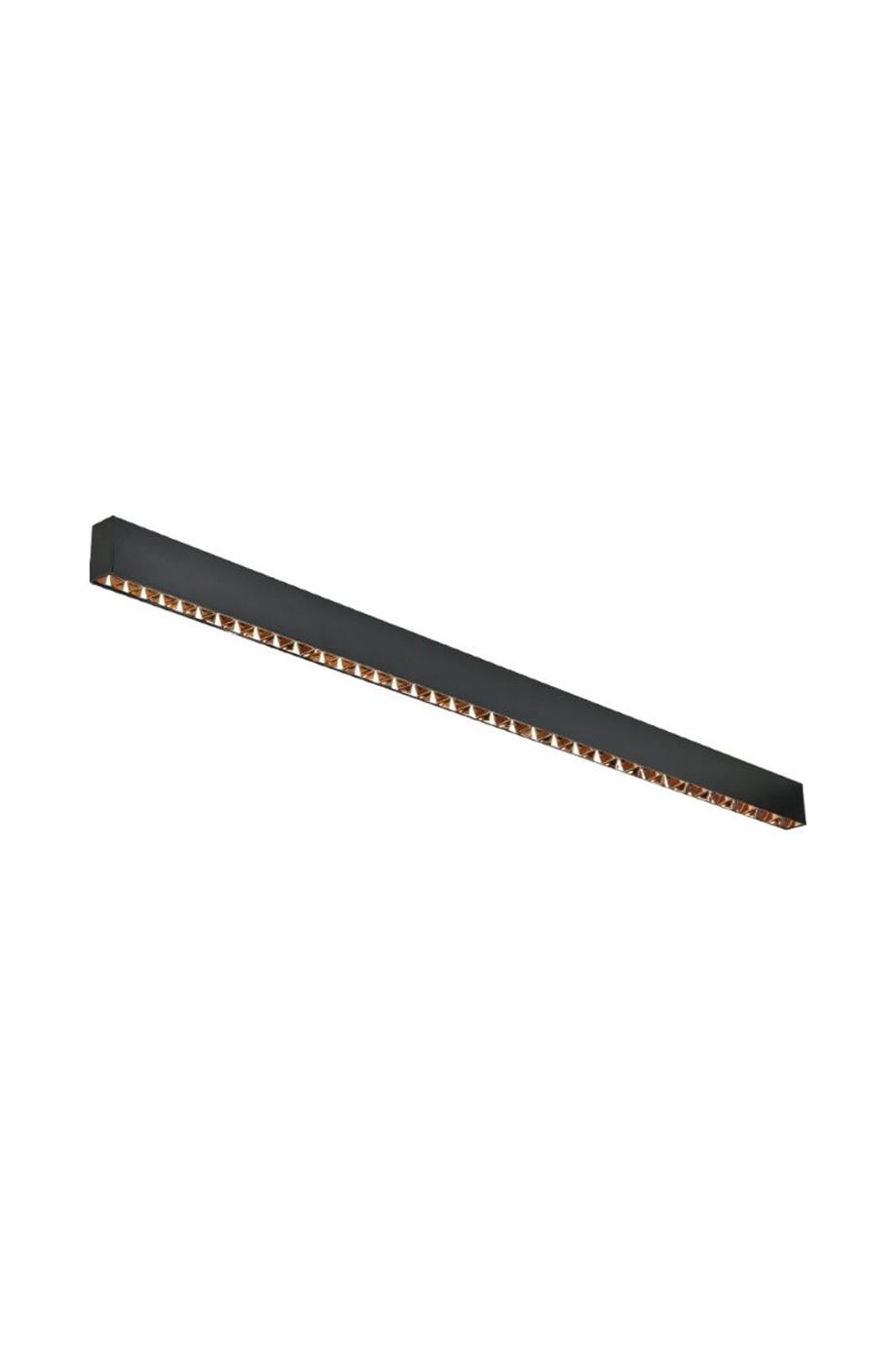 Linear Armatürler Sıva Üstü Satürn - Lambasan 120cm Siyah Kompakt Lensli Linear Armatür