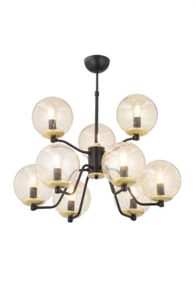 Avizeler  9 Lu Siyah Eskitme Kollu Avize