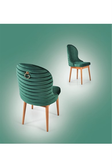 Sandalyeler  Ahşap Ayak Yeşil Renk Silinebilir Kumaşlı Sandalye