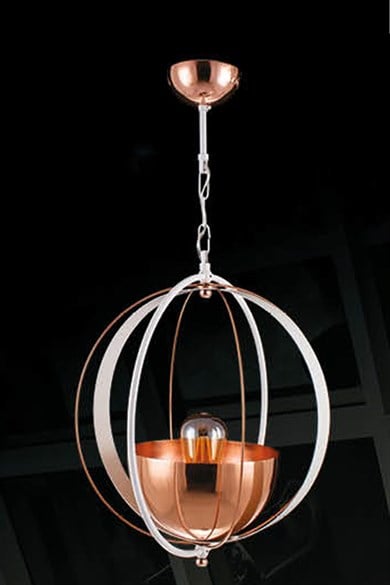 Tekli Avize  Tekli E27 Duy Beyaz / Bakır Renk Metal Sarkıt Retro Avize