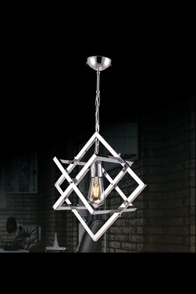 Tekli Avize  Tekli E27 Duy Krom Renk Metal Sarkıt Avize