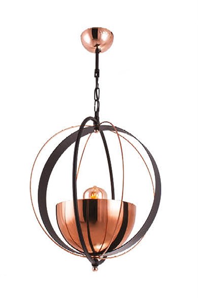 Retro Avize  Tekli E27 Duy Siyah / Bakır Renk Metal Sarkıt Retro Avize