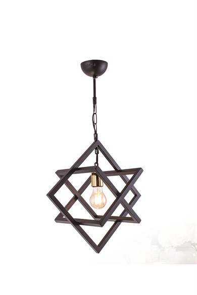 Tekli Avize  Tekli E27 Duy Siyah / Gold Renk Metal Sarkıt Avize