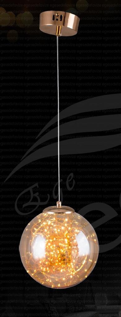 Tekli Avize Galaxy Tekli Cam Küre Sarkıt Avize Gold – Modern Dekoratif Avize Tekli Gold Cam Küre Sarkıt Avize