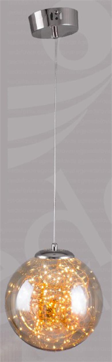 Tekli Avize Galaxy Tekli Cam Küre Sarkıt Avize Krom – Modern Dekoratif Avize Tekli Krom Cam Küre Sarkıt Avize