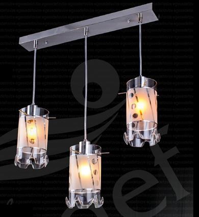 Sarkıt Avize Krom 3’lü Sarkıt Avize Şeffaf Cam Modern Avize Modern Krom 3'lü Sarkıt Avize 