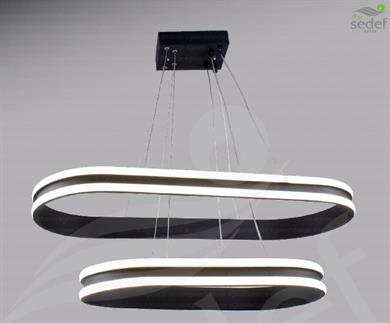 Ledli Avize  Modern 2'li Halkalı LED Avize Siyah| Lüks Sarkıt Avize Modeli Modern 2'li Halkalı Sarkıt LED Avize