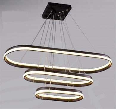 Ledli Avize  Modern 3’lü Halkalı LED Avize Siyah| Lüks Sarkıt Avize Modeli Modern 3'lü Halkalı Sarkıt LED Avize