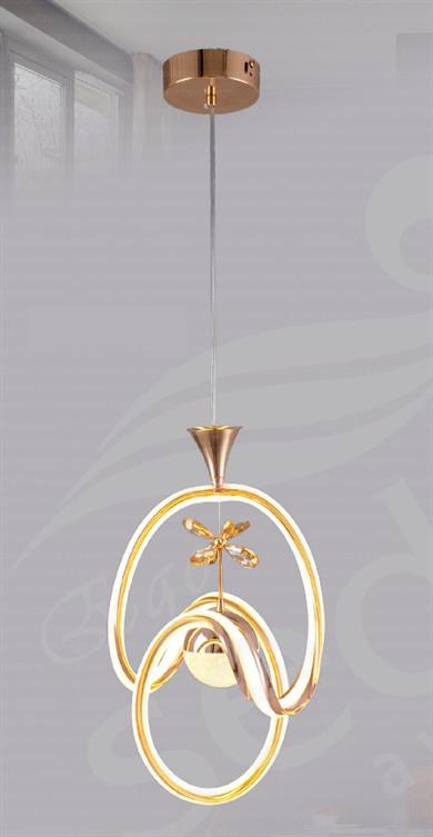 Ledli Avize  Modern Gold LED Sarkıt Avize Halka Tasarım Dekoratif Avize Modern LED Sarkıt Halka Tasarım Avize Gold