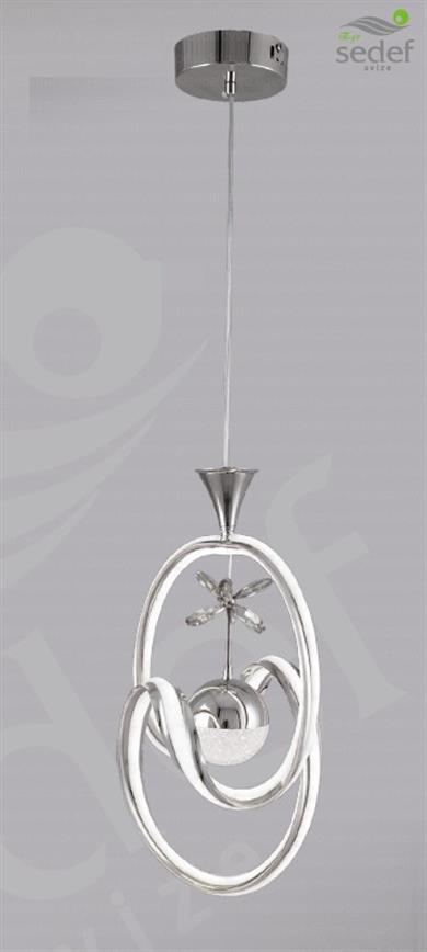 Ledli Avize  Modern Krom LED Sarkıt Avize Halka Tasarım Dekoratif Avize Modern LED Sarkıt Halka Tasarım Avize Krom 