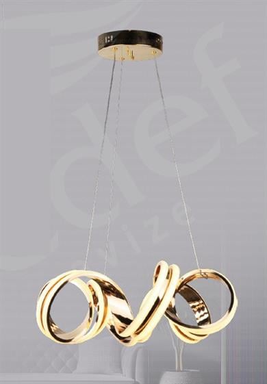 Ledli Avize  Modern LED Sarkıt Avize Gold Dalga Halka Tasarım Lüks Avize Modern LED Sarkıt Dalga Tasarım Gold Avize