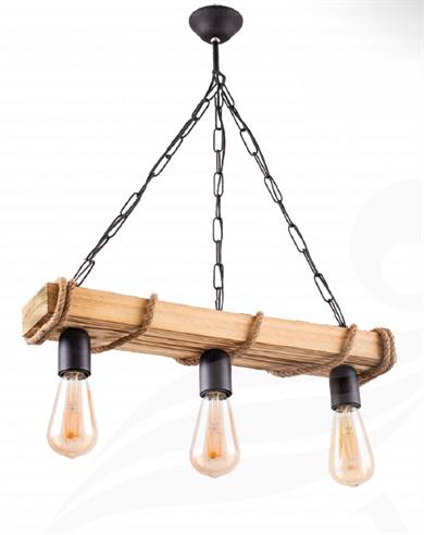Sarkıt Avize Rustik Halatlı 3’lü Sarkıt Avize Ahşap Kütük Tasarım E27 Duy Endüstriyel Dekoratif Salon Mutfak Avizesi Rustik Halat Detaylı 3'lü Sarkıt Avize