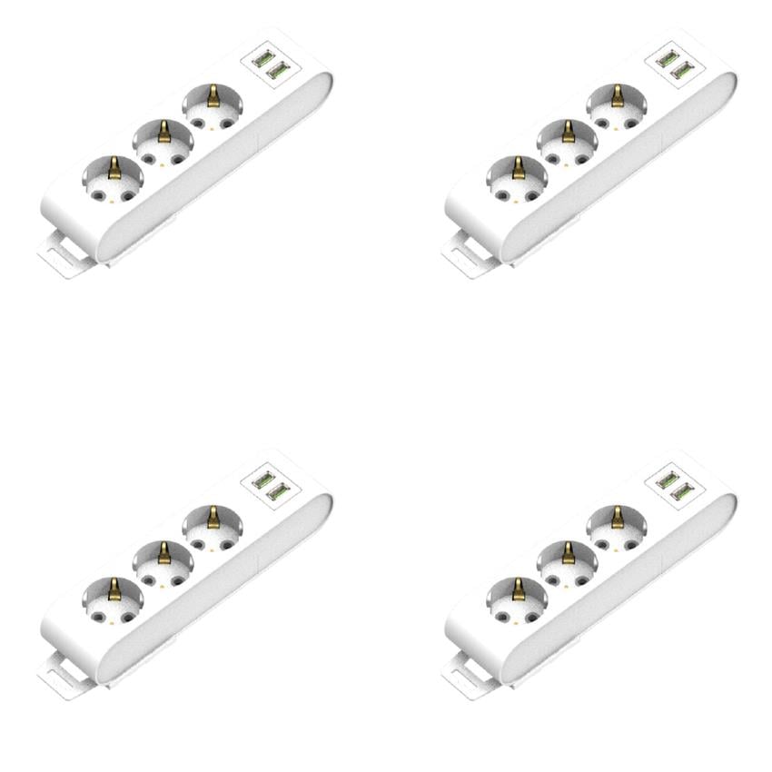 Grup Prizler  3'Lü-Usb'Li Grup Priz Klemensli-4lü