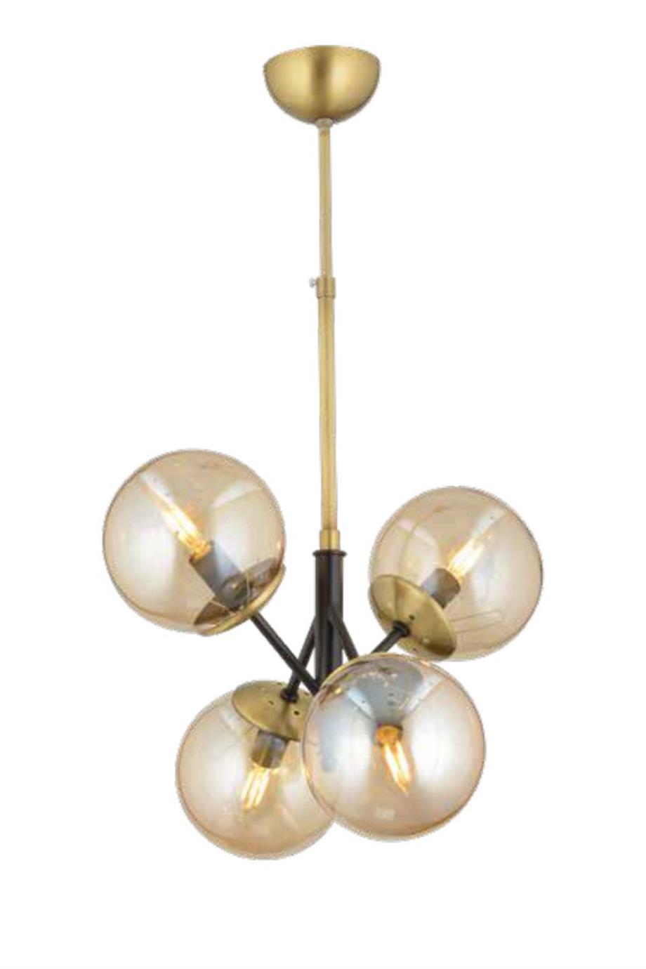 Avizeler  4 Lü Eskitme Siyah Sarkıt Avize