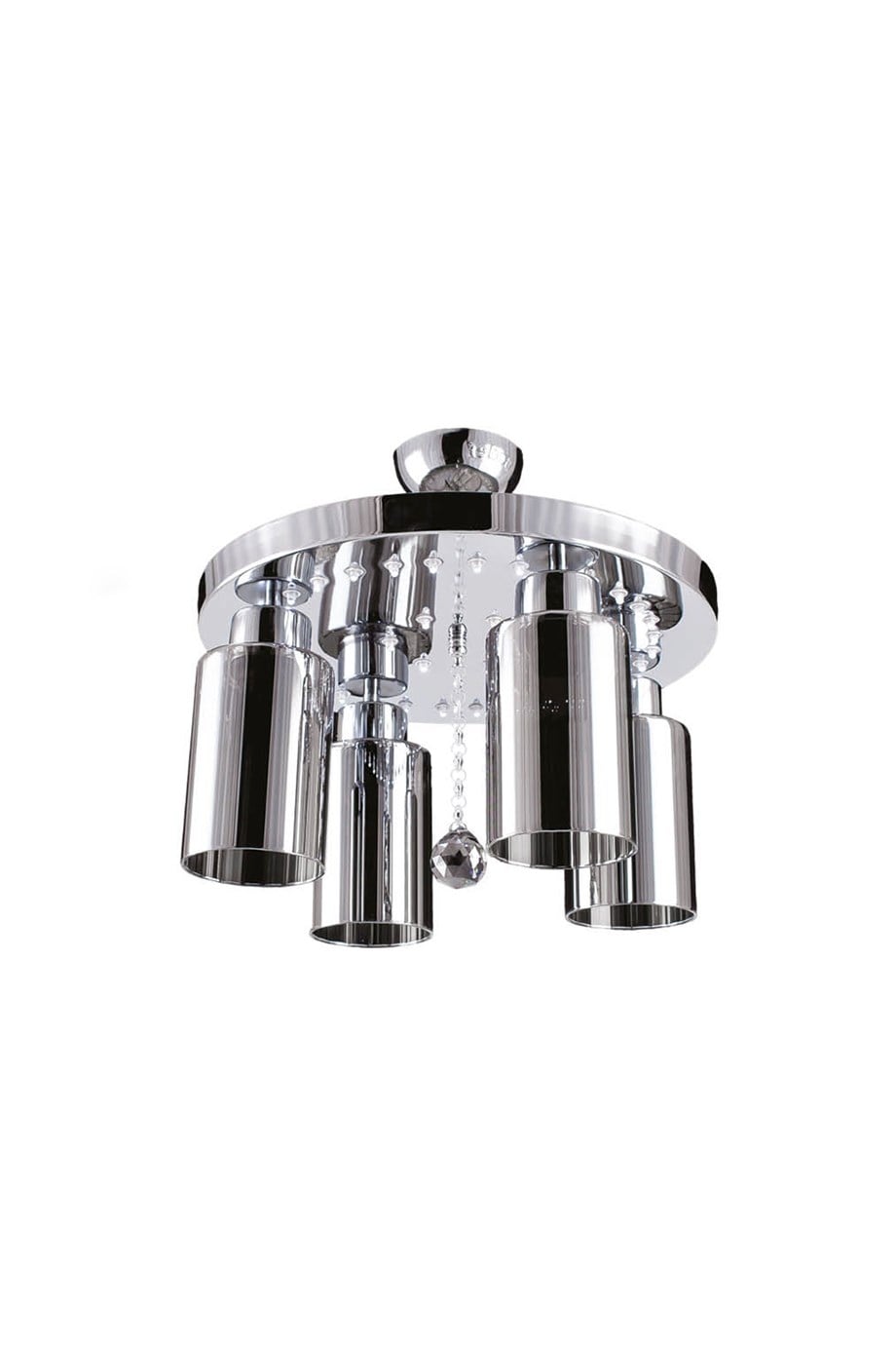 Sarkıt Avize  4'Lü E27 Duy Krom Renk Metal Füme camlı Led Tepsili Sarkıt Avize