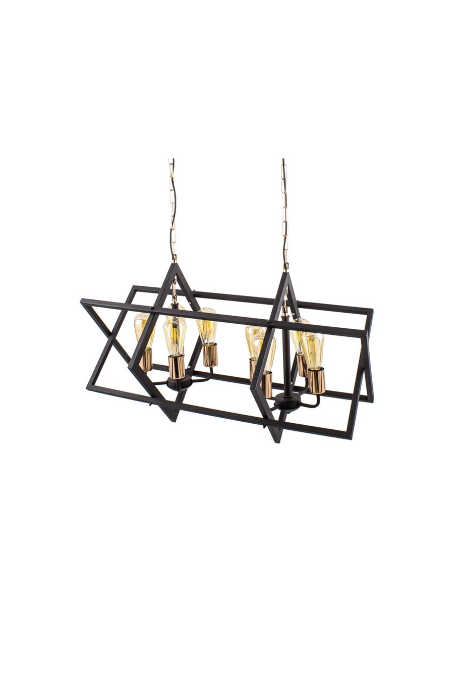 Retro Avize  4'Lü E27 Duy Siyah / Gold Renk Metal Sarkıt Avize