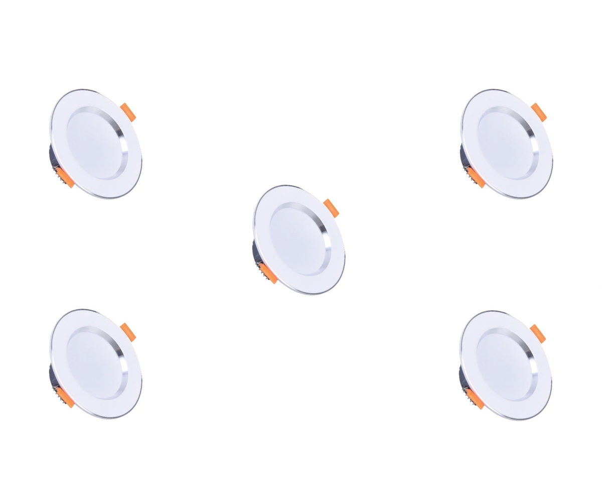 Dekoratif Camlı Paneller  5 Watt Beyaz Kasa Dekoratif Downlight - 5 Adet
