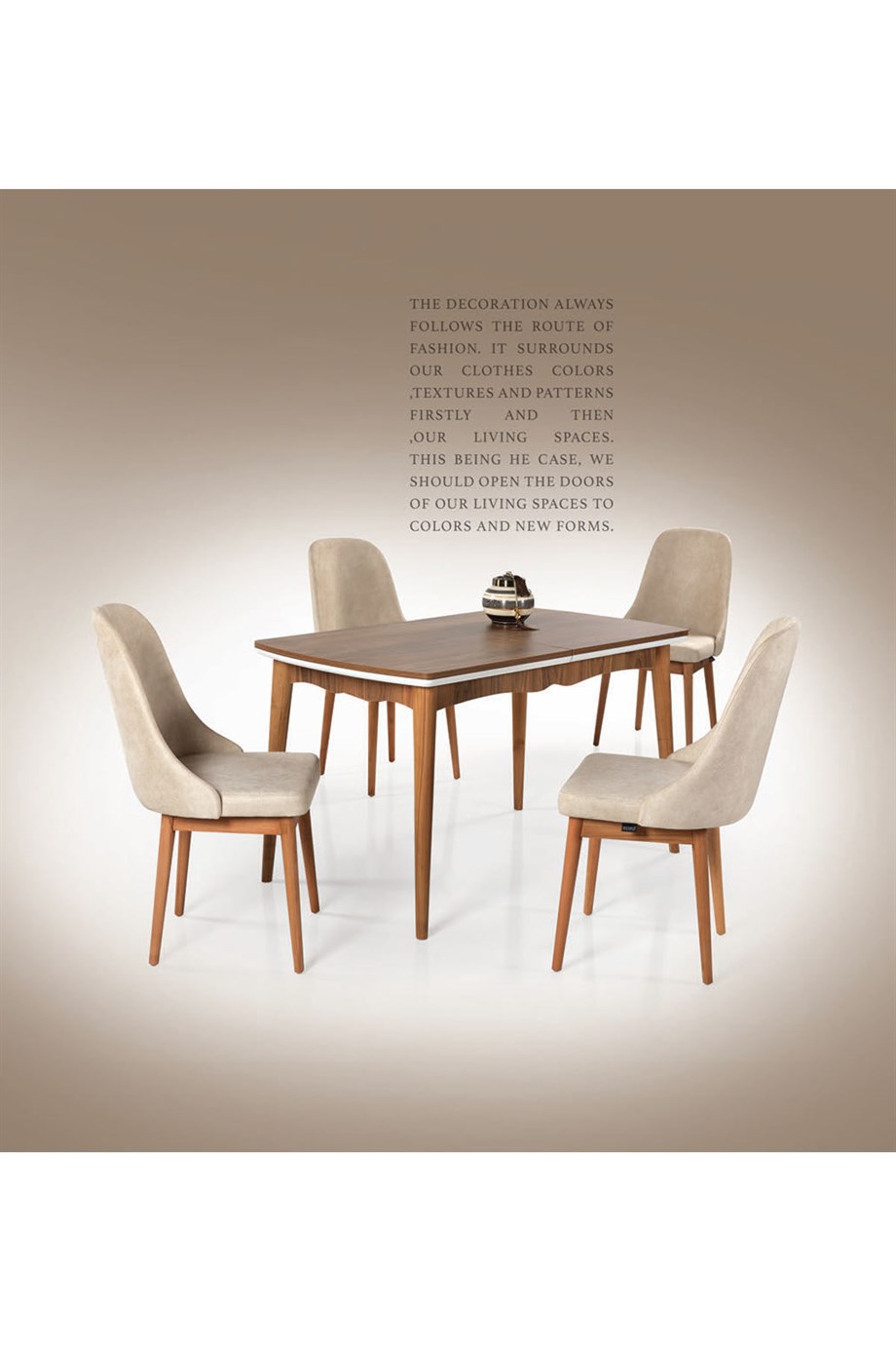 Masalar  Ceviz Mdf Lam Walnut Masa SandalyeTakımı 6'Lı
