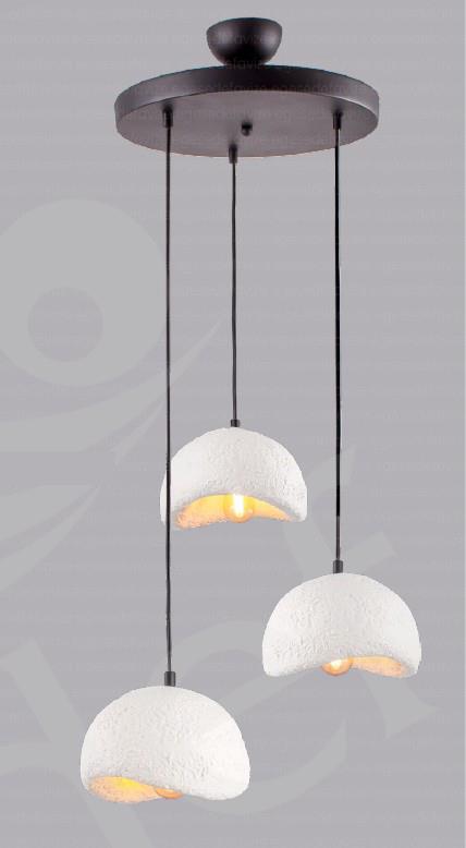 Sarkıt Avize 3'lü Sarkıt Avize Beyaz Modern Rustik Tasarım Beton Sarkıt Avize Beyaz