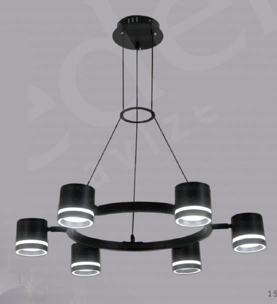 Sarkıt Avize 6'lı Halka LED Sarkıt Avize – Siyah 6'lı Modern LED Plafonyer Sarkıt Avize