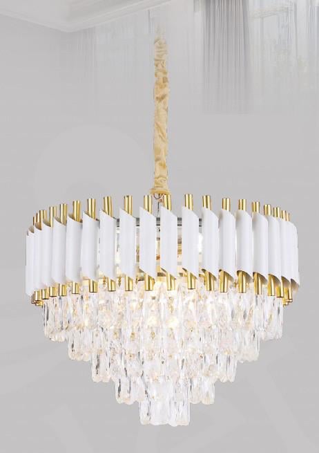 Kristal Avize Beyaz Gold Kristal Taşlı Modern Sarkıt Avize – Lüks Salon Avizesi  Modern Beyaz Gold Kristal Taşlı Sarkıt Avize