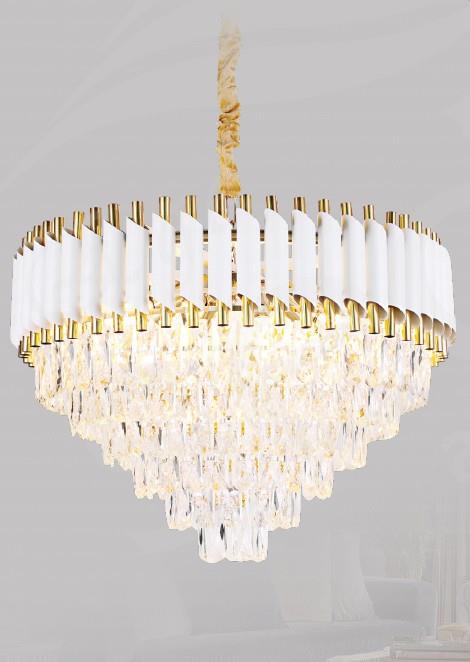 Kristal Avize Beyaz Gold Kristal Taşlı Modern Sarkıt Avize – Lüks Salon Avizesi  Modern Beyaz Gold Kristal Taşlı Sarkıt Avize