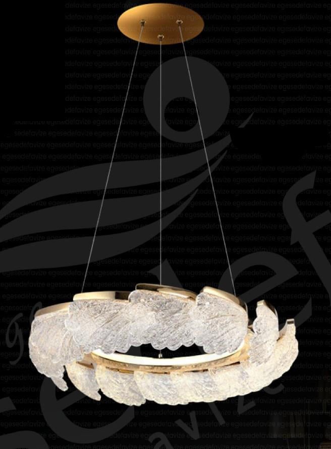 Modern Avize Cam Detaylı Eskitme Gold Avize Cam Detaylı Eskitme Gold Avize