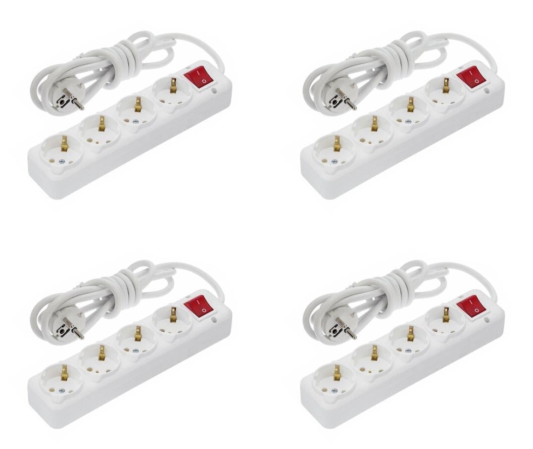 Grup Prizler Deco 4'lü 5 Metre Kablolu Topraklı Anahtarlı Grup Priz-4Lü Deco 4'lü 5 Metre Kablolu Topraklı Anahtarlı Grup Priz-4Lü