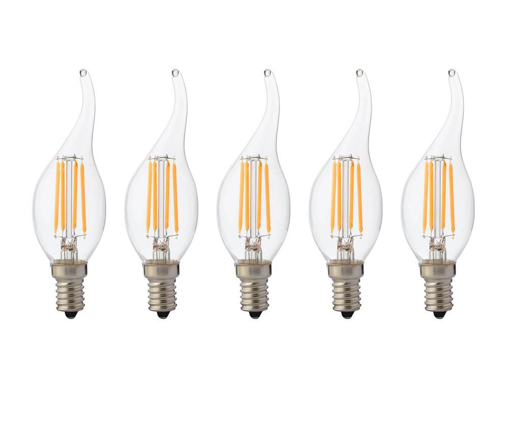 Led Ampuller E14 Kıvrık Buji LED Filament Ampul - Dimmable (Işığı Kısılabilir) FILAMENT FLAME-6/DIM - 6W DİMLİ LED AMPUL-5Lİ