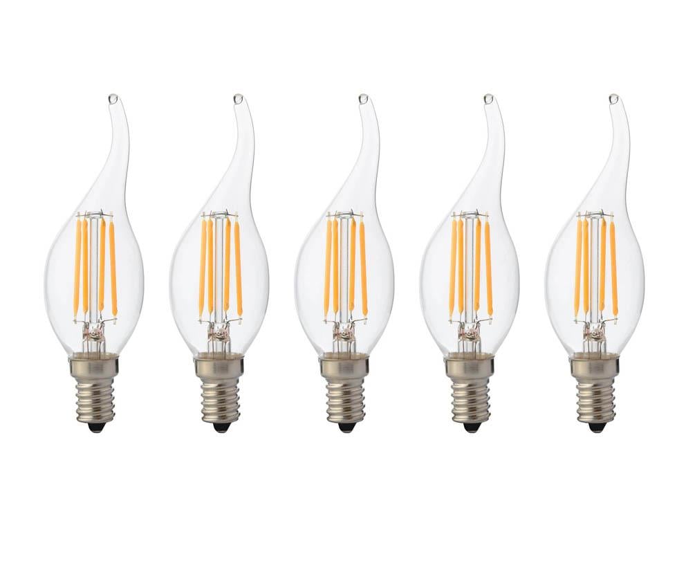 Led Ampuller E14 Kıvrık Buji LED Filament Ampul - Dimmable (Işığı Kısılabilir) FILAMENT FLAME-4/DIM - 4W DİMLİ LED AMPUL-5Lİ