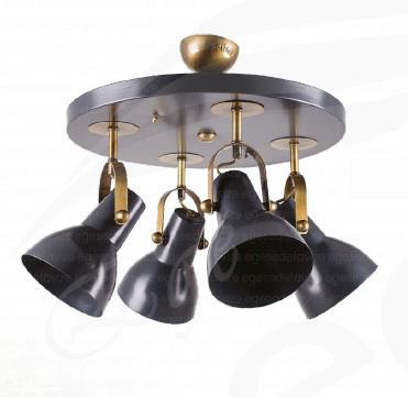 Retro Avize Endüstriyel 4’lü Sarkıt Avize Siyah Gold Lineer Modern Avize Metal Gövdeli 4'lü Yuvarlak Retro Avize