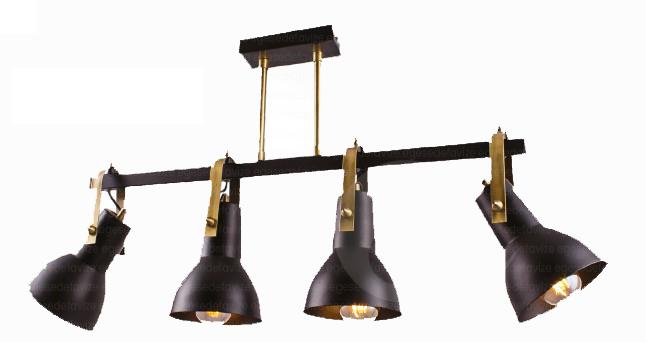 Retro Avize Endüstriyel 4’lü Sarkıt Avize Siyah Gold Lineer Modern Avize Metal Gövdeli 4'lü Sarkıt Avize