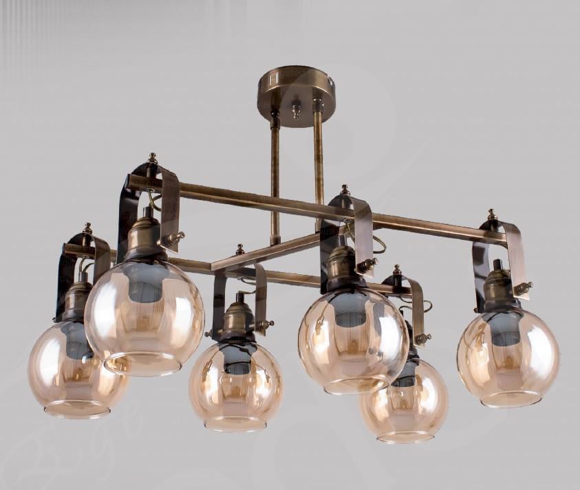 Modern Avize Eskitme 6’lı Cam Küre Avize Modern Retro Salon Avizesi Eskitme 6'lı Cam Küre Modern Avize 