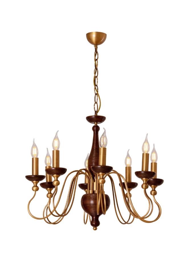 Retro Avize Eskitme Kaplama Ahşap Avize 8li Eskitme Kaplama Ahşap Avize 8li