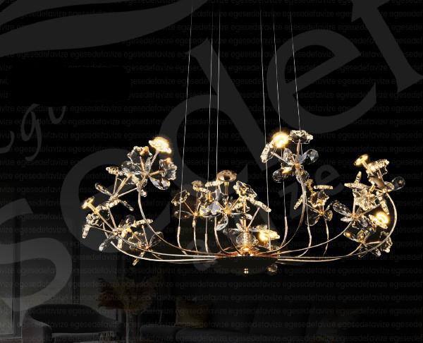 Kristal Avize Eskitme Kaplama Çiçek Detaylı Kristal Avize Eskitme Kaplama Çiçek Detaylı Kristal Avize