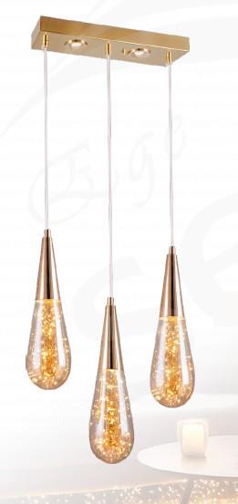 Sarkıt Avize Galaxy 3'lü Damla Cam Sarkıt Avize Gold – Modern Lüks Avize 3'lü Damla Cam Sarkıt Yemek Masası Avizesi