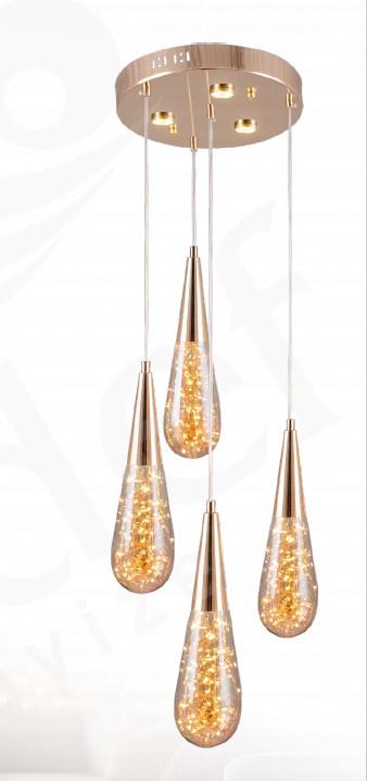 Sarkıt Avize Galaxy 4'lü Damla Cam Sarkıt Avize Gold – Modern Lüks Avize 4'lü Damla Cam Sarkıt Avize