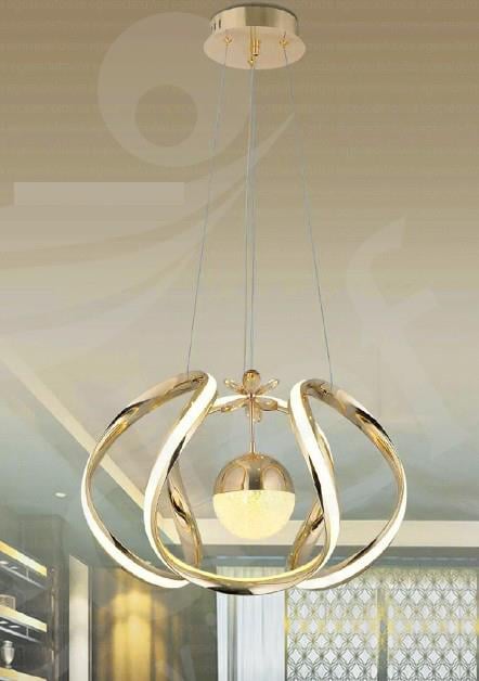 Ledli Avize  Gold LED Sarkıt Avize Modern Halka Tasarım Lüks Salon Avizesi Modern LED Sarkıt Halka Tasarım Avize Gold